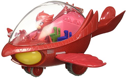 PJ Masks Vehículo Deluxe, búho Delta y buhíta, Color Rojo (Bandai 24622)