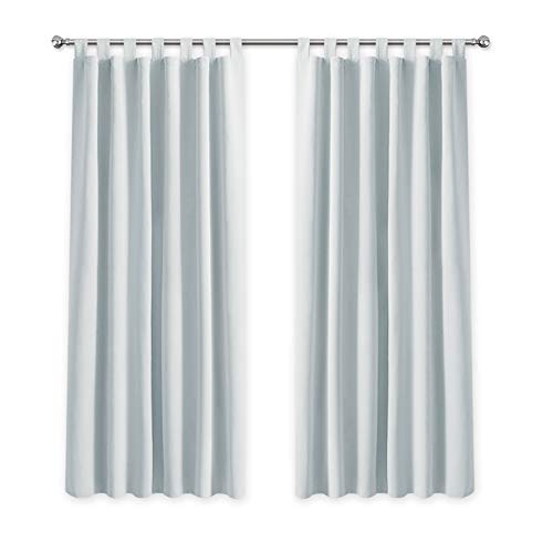 PONY DANCE Cortinas Blancas Grises de Salon Moderno - Decoracion Casa Cortinas Cortas para Ventana Dormitorio Infantil Bebe Niños/Paneles Separadores Ambientes, 2 Uds, 140 x 175 cm (Ancho x Largo)