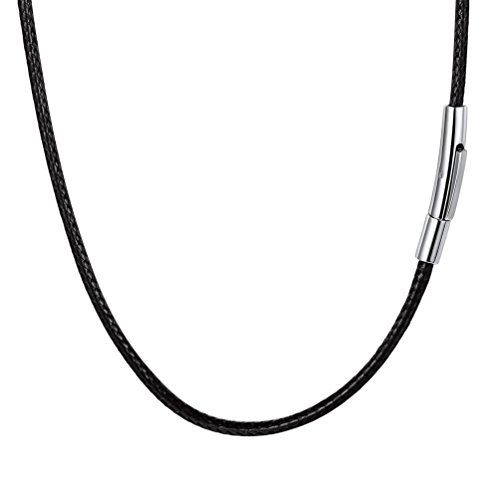 PROSTEEL 2mm Ancho Acero Inoxidable Genuina Cuero Cable Cuerda Collar Cadena Hombre