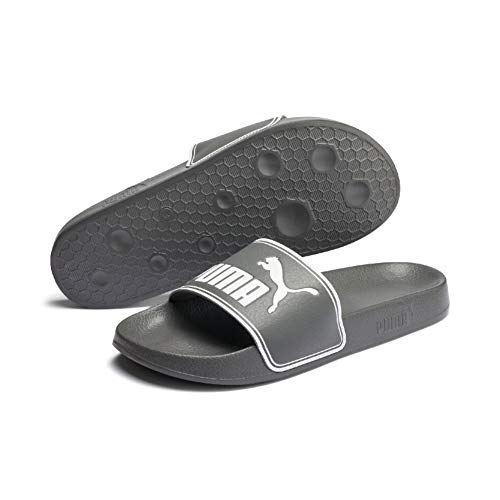 PUMA Sandals, Leadcat Chanclas de Inspiración Urbana con Una Elegante Correa de Cuero Unisex Adulto, Gris (Castlerock White), 47 EU