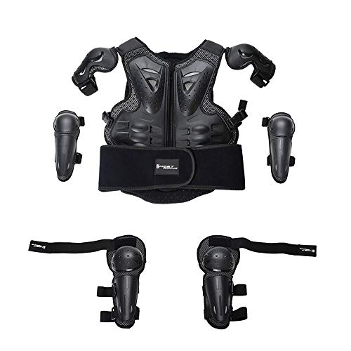 QWERTU Armadura Equipo Protector para niños Motocicleta, Cofre Protector de Espalda Espalda Brazo Codo Rodilla Guardia de Seguridad Cuerpo Completo