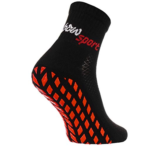 Rainbow Socks - Hombre Mujer Calcetines Antideslizantes de Deporte - 1 Par - Negro - Talla UE 44-46