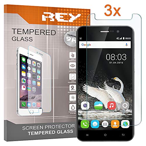 REY 3X Protector de Pantalla para CUBOT Dinosaur/CUBOT Note S, Cristal Vidrio Templado Premium