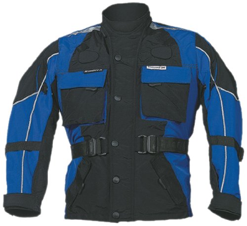 Roleff Chaqueta de Motorista para Niños Racewear, Negro/Azul, M/140