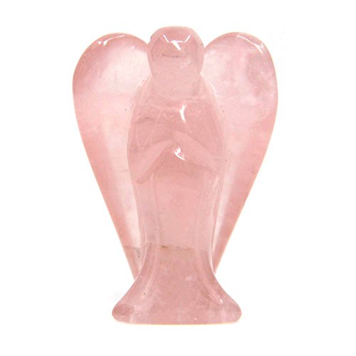 (Rose Quartz) - Carved Rose Quartz Gemstone Peace Angel Pocket Guardian AngelHealing Statue 5.1cm