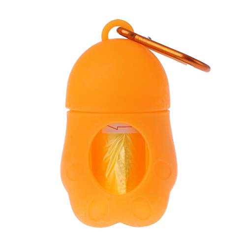 Rtengtunn Bolso de Caca de Perro con Forma de pingüino Práctico Conjunto de Bolsas de Caca de Gato Suministros de Limpieza para Perros Dispensador de Mascotas - Naranja