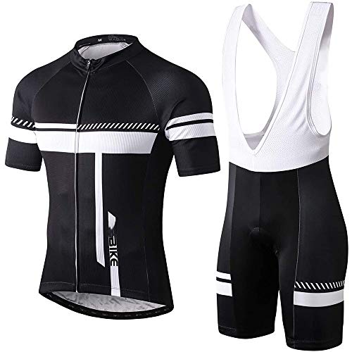 RUI - K25 MTB Ciclismo Maillots，Maillot de Ciclismo para Hombre Negro Pro Bicycle Team, Manga Corta + 9D Gel Pad Shorts Pantalones De Verano Transpirables para Ciclismo(Size:Metro)