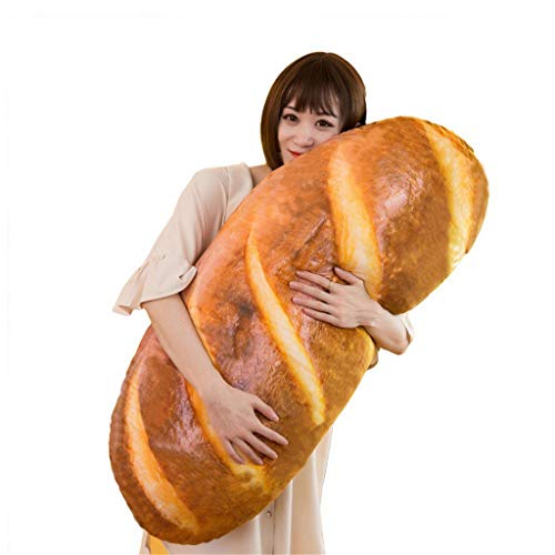 Rusaly Creativo Simulación 3D Forma de Pan Cuerpo Almohada Cojín de Espalda Lumbar Suave Peluche Baguette de Peluche de Juguete para la decoración del hogar (80 CM)