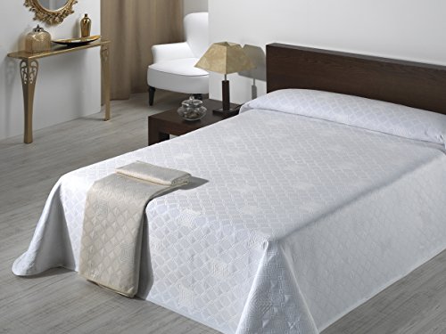 SABANALIA - Colcha de Pique Giovanna (Disponible en Varios tamaños) - Cama 135, Blanco