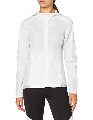 SALOMON Agile Wind Print Hoodie W Chaqueta Cortavientos, Mezcla de sintéticos, Mujer, Blanco, L