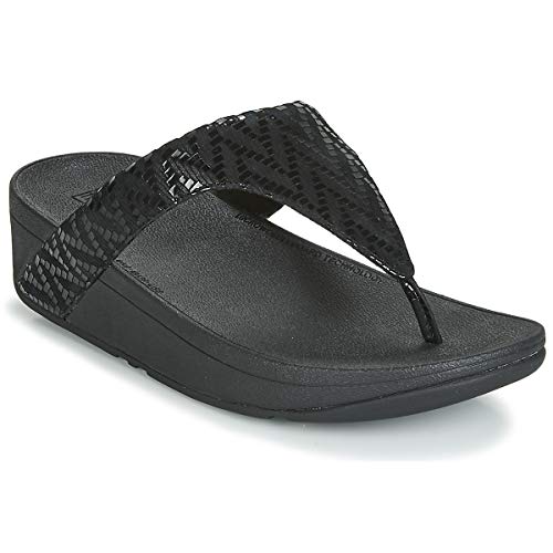 Sandalias de cuña de Mujer Fitflop de Ante en Color Negro Modelo Lottie