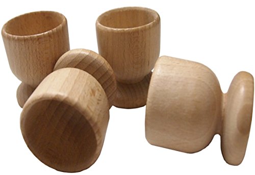 Set de 4 tazas de huevos de madera