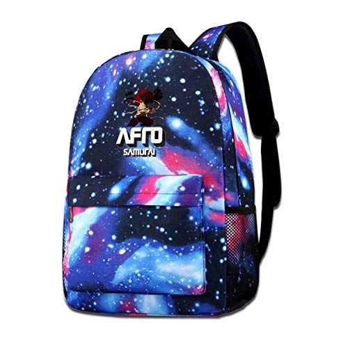 SFGHM Unisex Galaxy Nebula School Mochila Afro Samurai Daypack Blue