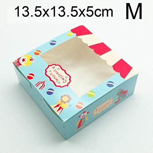 SJYM 12 Piezas Cajas de Papel Kraft para Embalaje Caja de Regalo de Magdalenas Caja de Boda de Flores de Ventana Rosa para Galletas de Pastel de Caramelo, Circo M