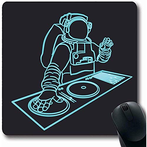 sodnz Mouse Pad Techno Neon Astronaut DJ Electronic Music Electro Retro Dance Fest Party Office Rubber Oblong Mat Alfombrilla De Ratón Antideslizante para Juegos Alfombrillas para Portátiles 25X30Cm