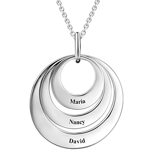 SOUFEEL Collar Plata Colgante con Nombre Personalizados Regalo para Familia Pareja Madre Cadena Más Extención