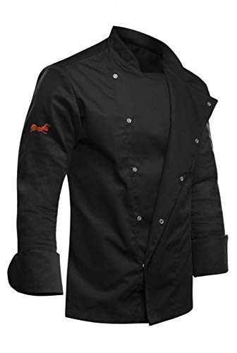 strongAnt® - Chaqueta de Chef/Cocinero Manga Larga - Uniforme Fabricado en UE - Negro M