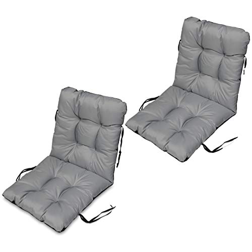 SuperKissen24 Cojín de Silla Jardin Conjunto de 2-96x48 cm Asiento para Interior y Exterior Cómodo e Impermeable para Tumbonas de Jardin Conjunto de 2 - o Terraza, Mecedoras - Gris