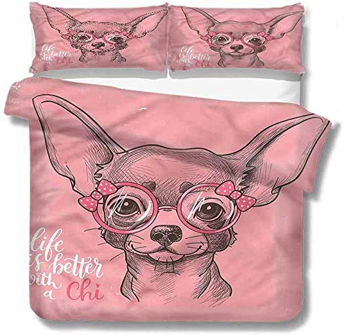 SUPERQIAO Ropa de Cama para Perros Pura Hotel Ropa de Cama Chica Chihuahua Boceto Cita Poliéster - Suave y Transpirable