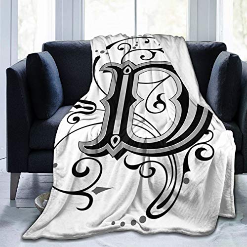 SURERUIM Soft Fleece Throw Blanket,Letra Inicial de pergaminos Medievales Símbolo Capital D Diseño Medieval,Home Hotel Sofá Cama Sofá Mantas para Parejas Niños Adultos,75x125cm