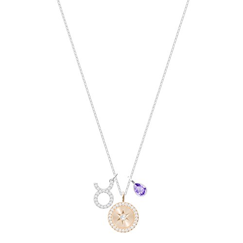 Swarovski Colgante Zodiac, Tauro, Lila, de Mujer, Baño de Rodio