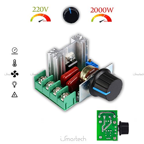 Tanzimarket - Controlador de velocidad 2000W alta calidad SCR regulador de voltaje Dimming Dimmer Termostato