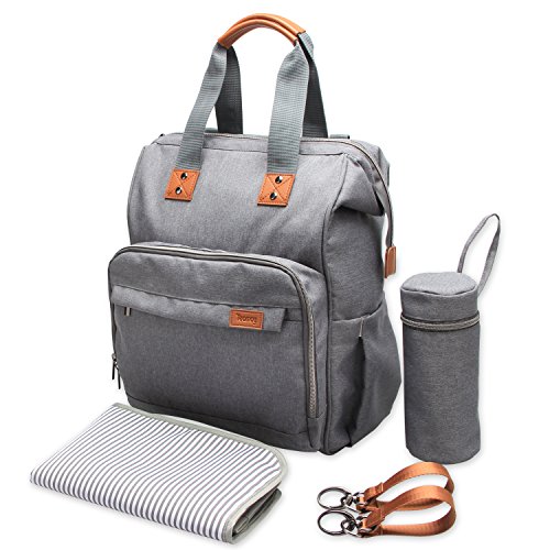 Teamoy Bolso maternadad para Carritos de Bebé Bolsa de pañales impermeable mochila térmica para biberón,Gris