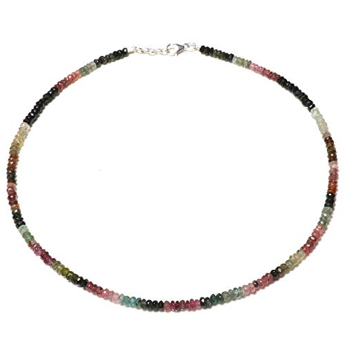 TIBETAN SILVER Natural Turmalina Multi Color Piedra Preciosa 18"(Pulgadas) Strand Collar para Mujeres Moda Joyería 925 Esterlina Plata Elegante Diseñador 5 Mm Beads Collar Hecho A Mano por Artesanos