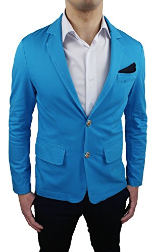 Tony Moro Chaqueta Blazer para Hombre algodón Slim Fit Azul Casual Deportiva con Funda de Bolsillo Azul Claro M