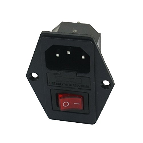 TOOGOO De luz roja con interruptor concentrador IEC320 C14 toma de corriente AC 250 V 10 A