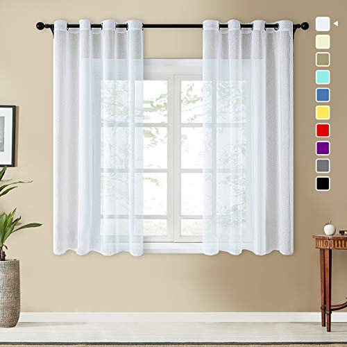 Topfinel 2 Piezas Modernas Visillos para Ventanas Cortinas Dormitorio con Ojales,140x160cm,Blancas