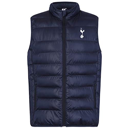 Tottenham Hotspur FC - Chaleco Acolchado Oficial - para Hombre - Azul Marino - Cremallera - XL