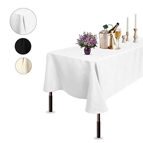 Trimming Shop 70" x 144" rectángulo Blanco Cubierta de Tela de Mesa de poliéster Liso - Tejido de Lino Ancho Adecuado para Superficies Planas - para Banquetes, recepciones de Bodas, y Eventos