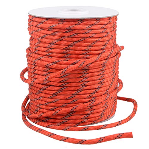 TRIWONDER Cuerda de Viento Reflectante Paracord 4mm para Toldo Lona Tienda de Campaña Viajes (Naranja - 50m)