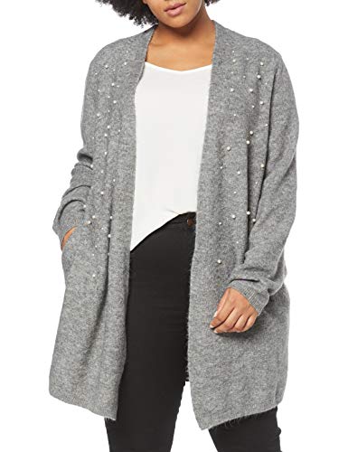 Ulla Popken Cardigan Mit Perlen Chaqueta Punto, Gris (Hellgrau 13), 56 (Talla del Fabricante: 54) para Mujer