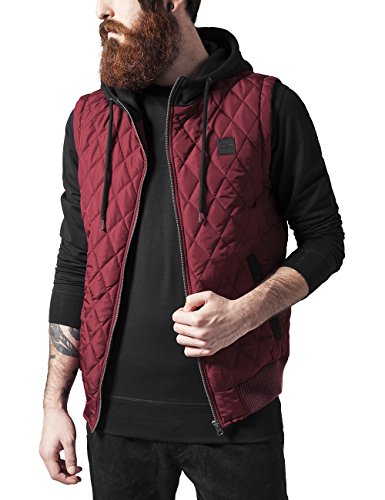 Urban Classics Diamond Quilted Hooded Vest Chaqueta, Multicolor (Burgundy/Black 619), M para Hombre