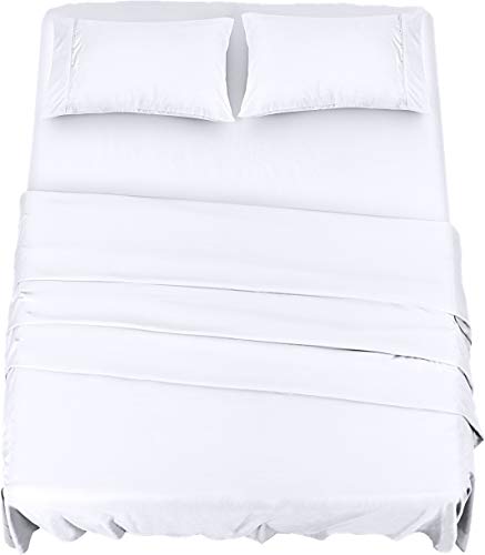 Utopia Bedding Juego Sábanas de Cama - Microfibra Cepillada - Sábanas y 2 Fundas de Almohada - (Cama 135, Blanco)