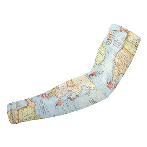 Verctor Mangas de Brazo de protección Solar UV, Mangas de Brazo Atlas World Map para Deportes al Aire Libre, 1 par