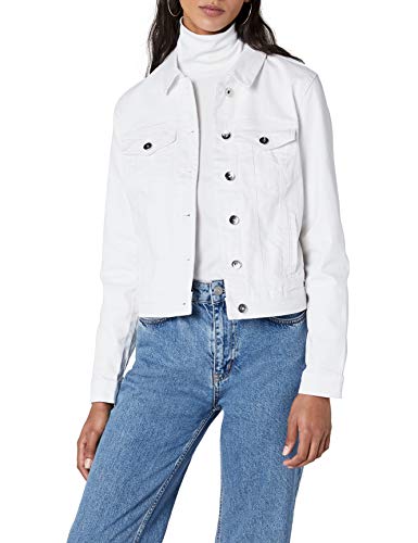 Vero Moda Vmhot SOYA LS Denim Jacket Mix Noos Chaqueta, Blanco (Bright White Bright White), 38 (Talla del Fabricante: Small) para Mujer