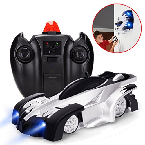 VIDEN RC Coche Teledirigido, Escalar la Pared de Control Remoto, Stunt Car con LED Luz, Recargable Racing Vehículo, Juguete de Carrera Regalos para Niños [Nuevo Modelo], Negro