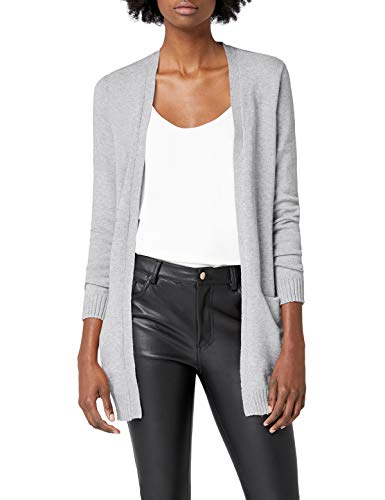 Vila Clothes Viril L/s Open Knit Cardigan-Noos Chaqueta Punto, Gris (Light Grey Melange), 40 (Talla del Fabricante: Large) para Mujer