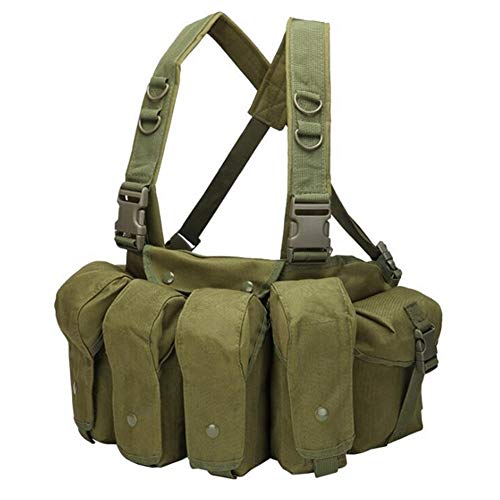 Vioaplem Nuevo Camuflaje Chaleco Táctico De Airsoft Munición Pecho Rig AK 47 Revista Carrier Combate Militar Al Aire Libre Paintball Caza Chaleco Airsoft Chalecos tácticos (Color : Green)