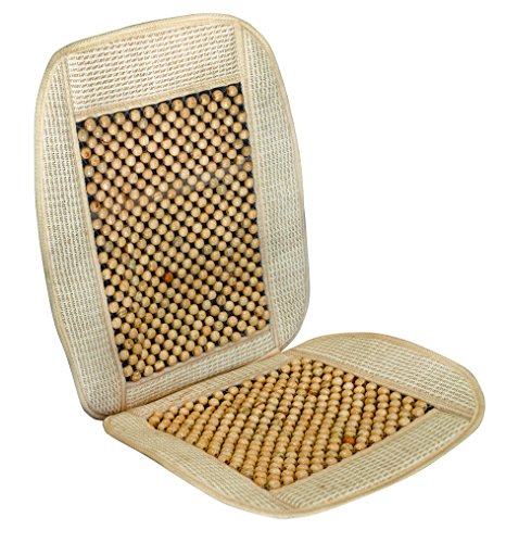 Vip - Respaldo de asiento para coche con bolas de madera, modelo BOLAS NATURAFabricada en rafia + madera.