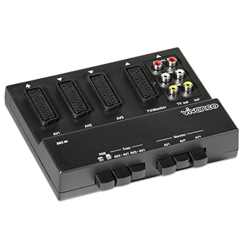 Vivanco SBX 84 - Splitter de Video (Euroconector, 3 x RGB AV, SCART), Negro