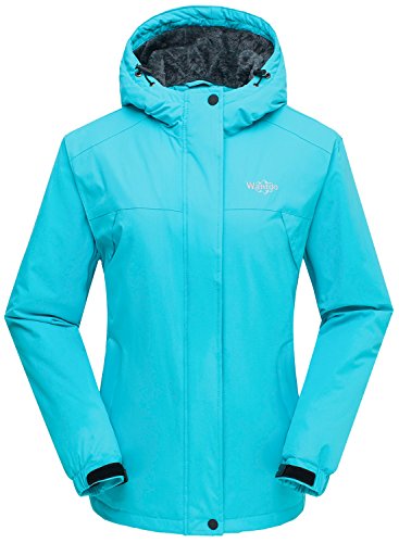 Wantdo Chaqueta para Mujer de Esquí de Montaña Contraviento con Capucha Azul Lago Large