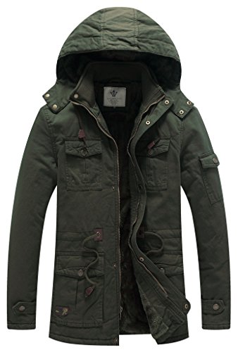 WenVen Chaqueta Trenca Militar Otoño Entretiempo Vestir Hombre Verde Militar Small