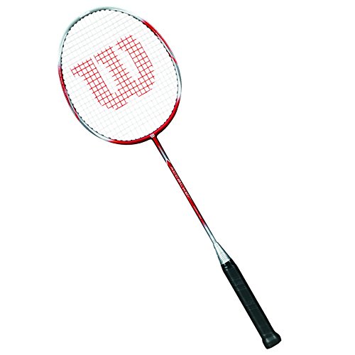 Wilson Attacker Raqueta de bádminton, Unisex, Grosor de empuñadura: 4, Rojo/Plateado