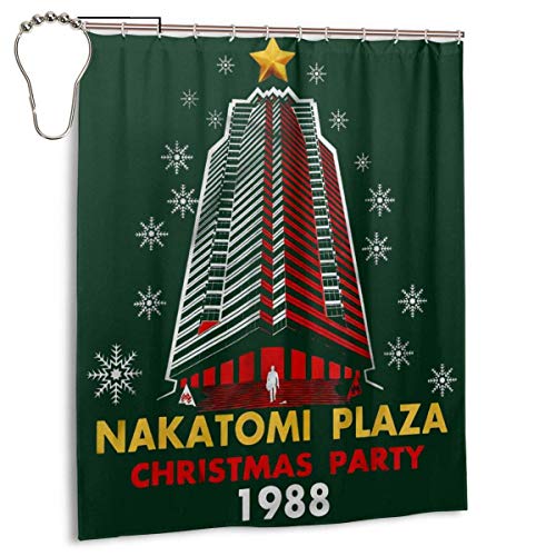 wobuzhidaoshamingzi Cortina de Ducha Nakatomi Plaza Christmas Party, Cortina de baño Impermeable con ganchos-RW-53