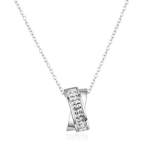 WWJJTT Collar Colgante Femenino Verano Nueva pequeña Fragancia S925 Plata Diamantes inglés Letra X cerámica Barro Collar suéter Cadena joyería-Plata 925