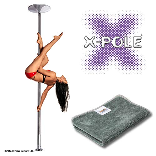 X de Pole Xpert 45 mm Cromo Spinning Pole Dance Barra - La Danza Barra de profesionales incluye un paño de microfibra PoleSports gratis